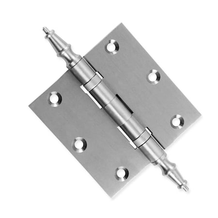 Embassy 3-1/2 x 3-1/2 Solid Brass Hinge, Satin Nickel Finish with Steeple Tips 3535BBUS15S-1